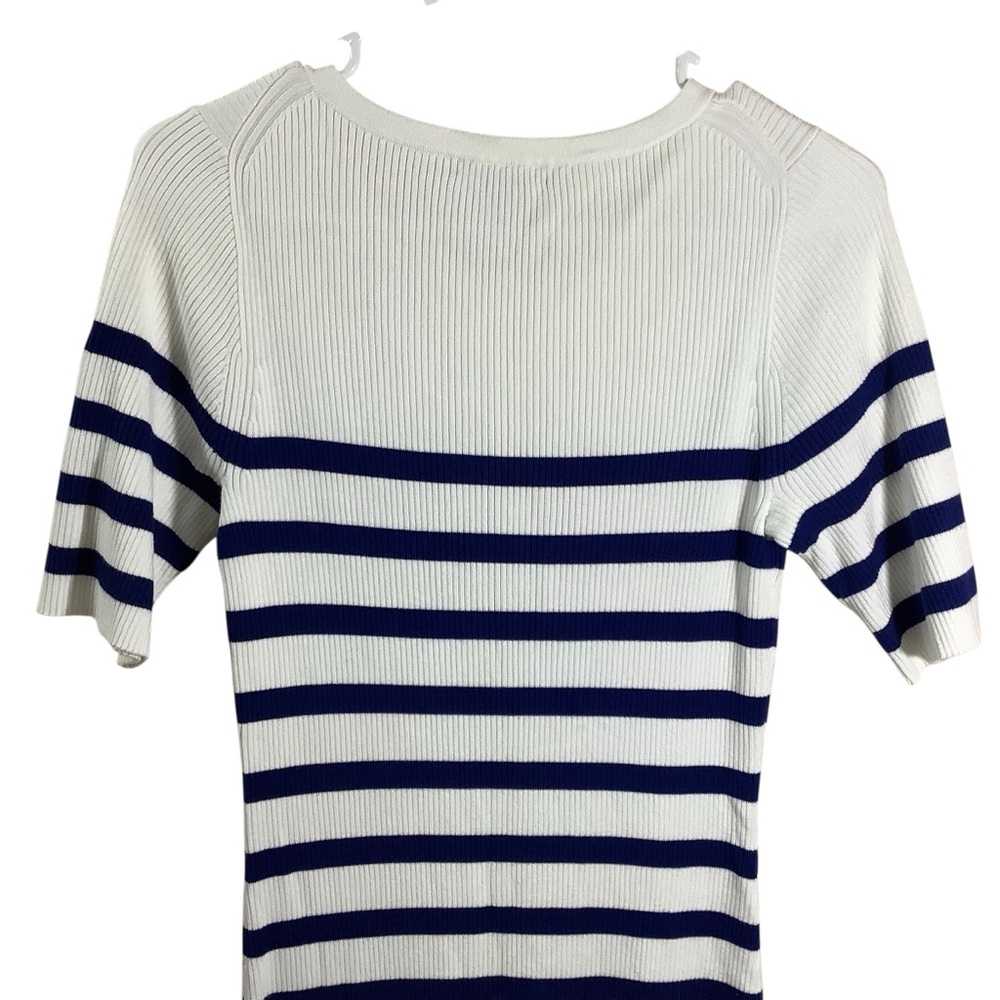 J. Crew Striped Ribbed Henley Midi Sweater Dress Nautical Knit - Picture 5 of 8